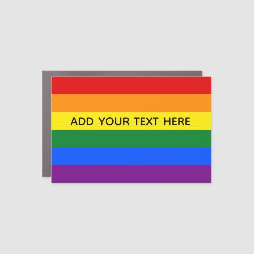Gay pride LGBT Rainbow Stripes Custom Text  Car Magnet