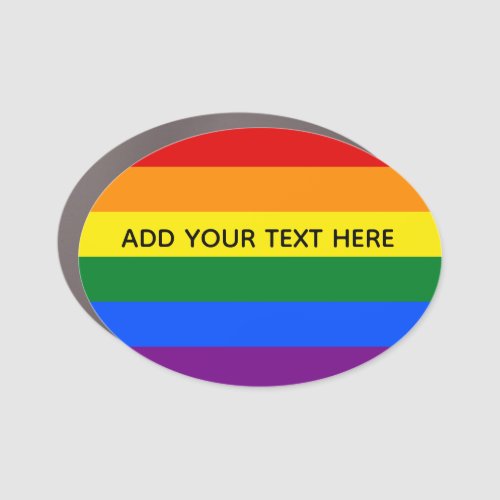 Gay pride LGBT Rainbow Stripes Custom Text Car Magnet