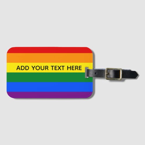 Gay pride LGBT Rainbow Stripes Custom Text  Luggage Tag