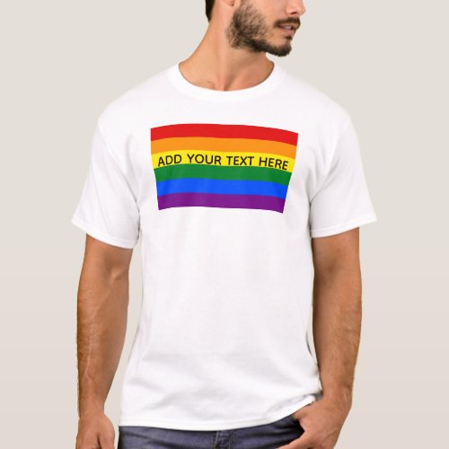 Gay pride LGBT Rainbow Stripes Custom Text T_Shirt
