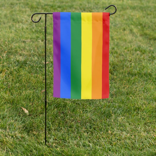 Gay Pride LGBT Rainbow Stripes Garden Flag (In SItu)