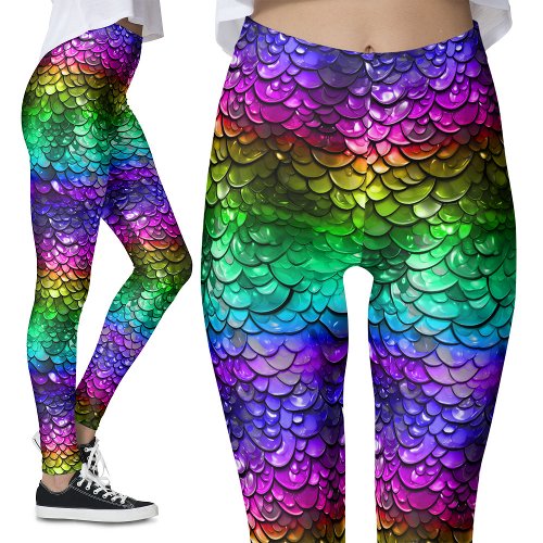 Gay Pride LGBT Rainbow Wet Look Mermaid Tail Leggings
