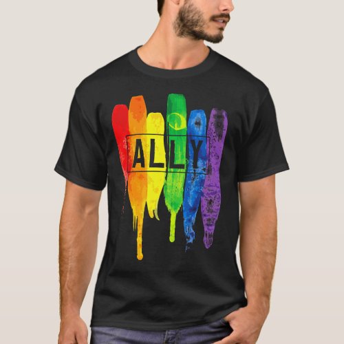 Gay Pride LGBTQ Ally Rainbow Color LGBTQ Lesbian T_Shirt