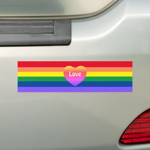 Gay Pride LGBTQ Colorful Rainbow Heart Bumper Sticker