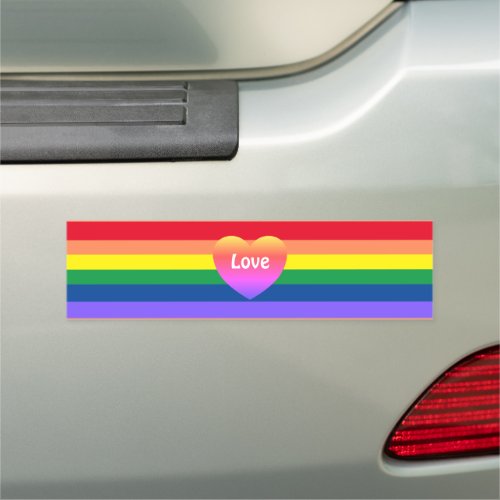 Gay Pride LGBTQ Colorful Rainbow Heart Car Magnet