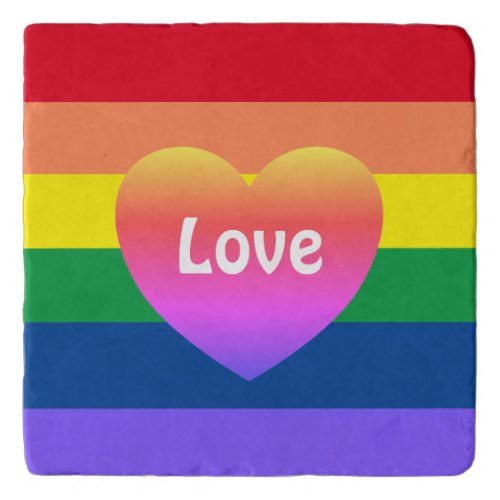 Gay Pride LGBTQ Colorful Rainbow Heart Trivet
