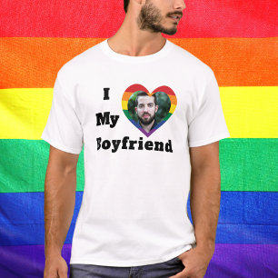 Gay Pride LGBTQ Custom Photo I Love My Boyfriend T-Shirt