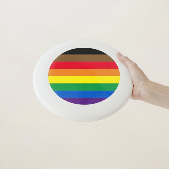 Gay Pride lgbtq diversity inclusive rainbow flag Wham-O Frisbee (In Hand)