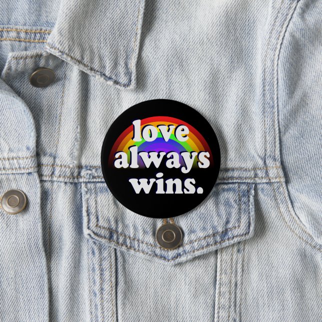 Gay pride lgbtq equality love always wins rainbow button (In Situ)