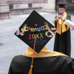 Gay Pride LGBTQ Graduate Name Class Year & School  Graduation Cap Topper<br><div class="desc">You've earned it - so why not show it off!! Beautiful gay pride rainbow graduation cap topper for an LGBTQ graduate. A cool LGBT graduation ceremony addition. Leave a lasting impression with this stunning personalized design. Add your custom wording to this design by using the "Edit this design template" boxes...</div>