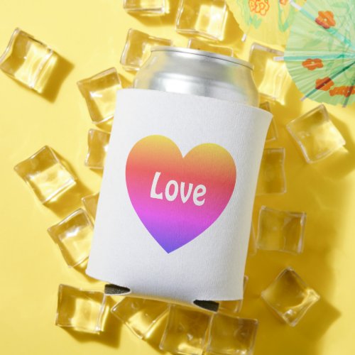 Gay Pride LGBTQ Heart Rainbow Love Colorful Can Cooler