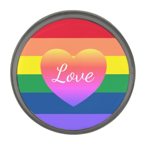 Gay Pride LGBTQ Love Rainbow Heart Gunmetal Finish Lapel Pin