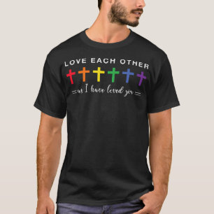 Gay Pride Lgbtq Rainbow Christian Crosses Love Eac T-Shirt
