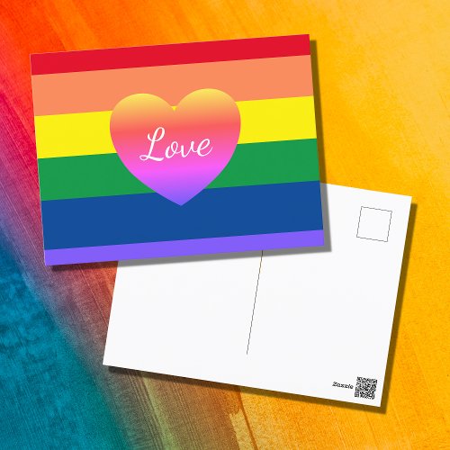Gay Pride LGBTQ Rainbow Colorful Heart Postcard