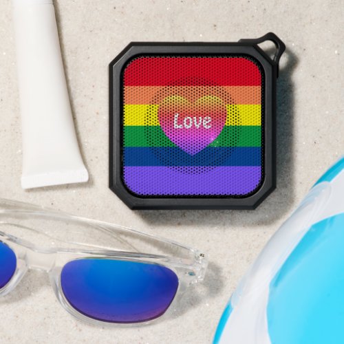 Gay Pride LGBTQ Rainbow Flag Colorful Heart  Bluetooth Speaker