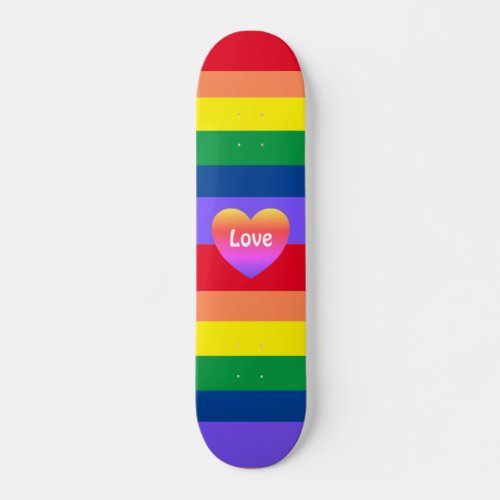 Gay Pride LGBTQ Rainbow Flag Colorful Heart   Skateboard