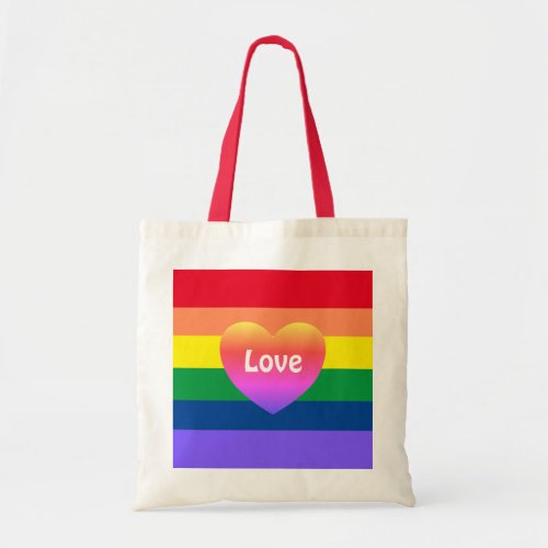 Gay Pride LGBTQ Rainbow Flag Colorful Heart  Tote Bag