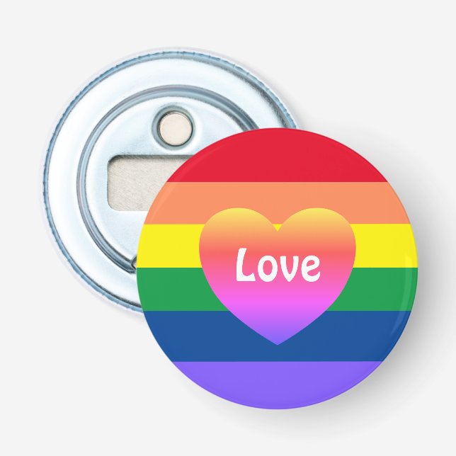 Gay Pride LGBTQ Rainbow Heart Bottle Opener (Front)