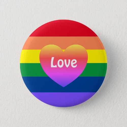 Gay Pride LGBTQ Rainbow Heart Button