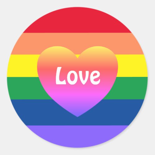 Gay Pride LGBTQ Rainbow Heart  Classic Round Sticker