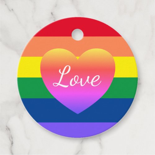 Gay Pride LGBTQ Rainbow Heart Flag Favor Tags