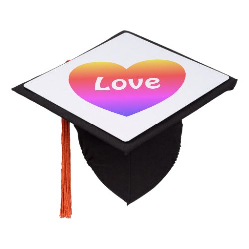 Gay Pride LGBTQ Rainbow Heart Love     Graduation Cap Topper