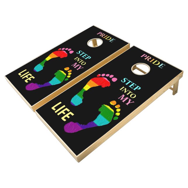 Gay Pride LGBTQ Rainbow Love  Personalize Cornhole Set (Angled)