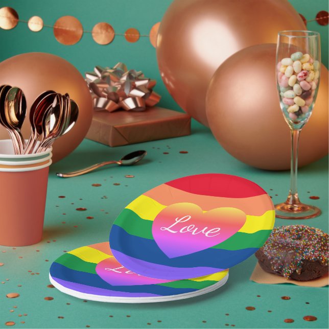 Gay Pride LGBTQ Rainbow Pride Party Paper Plates (Multi)