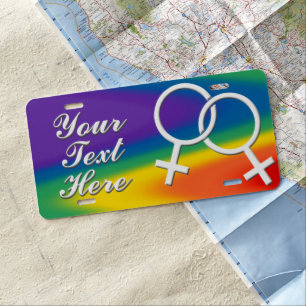 Gay Pride License Plate Personalize Lesbian Plates