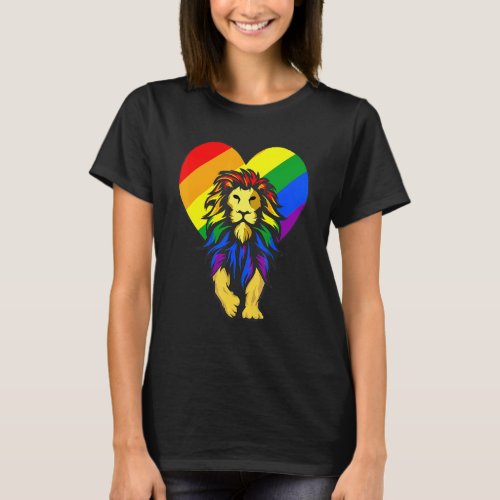 Gay Pride Lion Lgbt Q Cool Animal Rainbow Flag Col T_Shirt