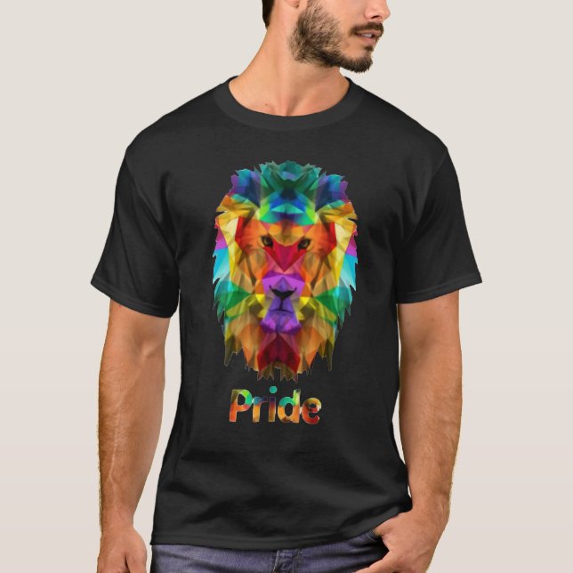 Gay Pride Lion Lgbt Rainbow T-Shirt (Front)