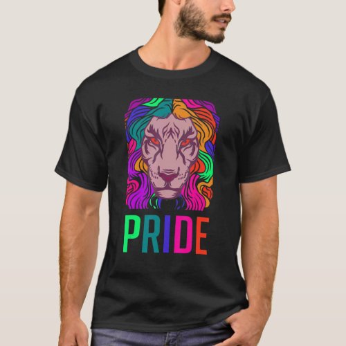 Gay Pride Lion LGBTQ Rainbow Lesbian Men Women T_Shirt