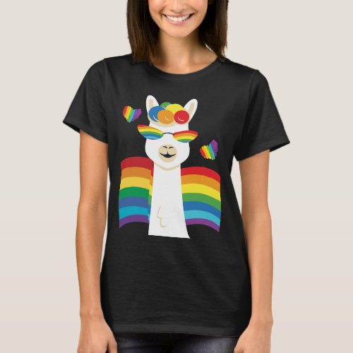 Gay Pride Llama Lover T_shirt Rainbow Flag LGBTQ