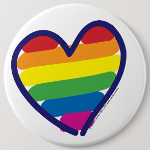 Gay Pride Love Heart Button