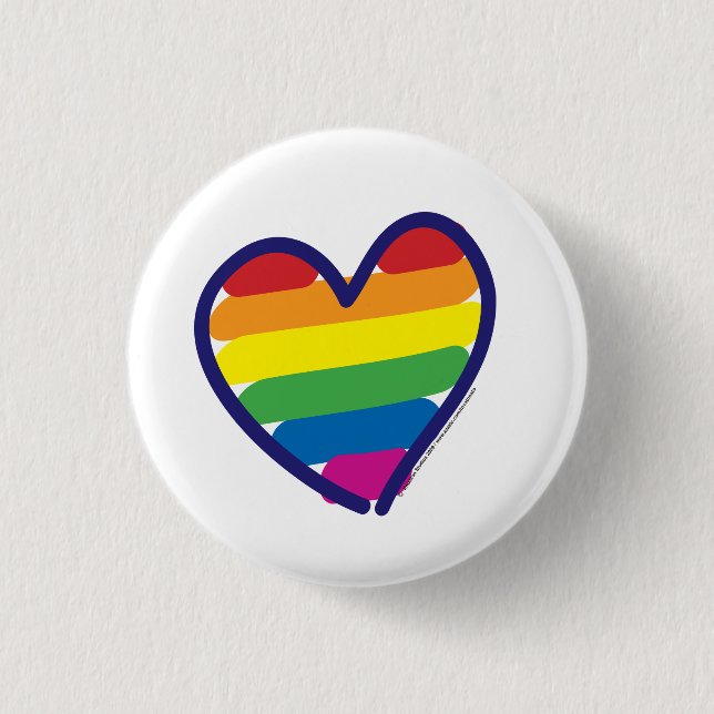 Gay Pride Love Heart Button (Front)