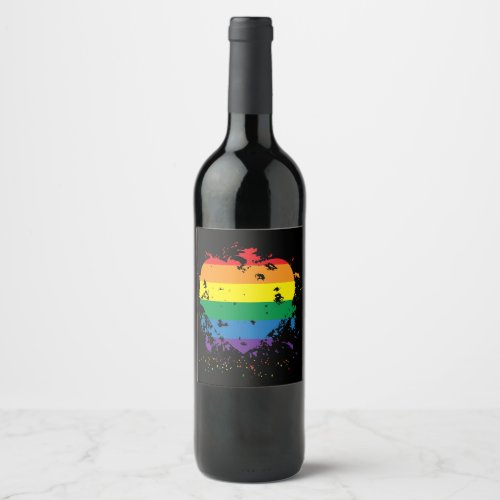Gay Pride Love Heart Wine Label
