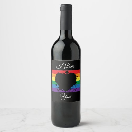 Gay Pride Love Heart Wine Label