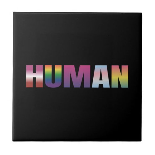 Gay Pride Love is Love LGBT Rainbow Flag Colors Sp Ceramic Tile