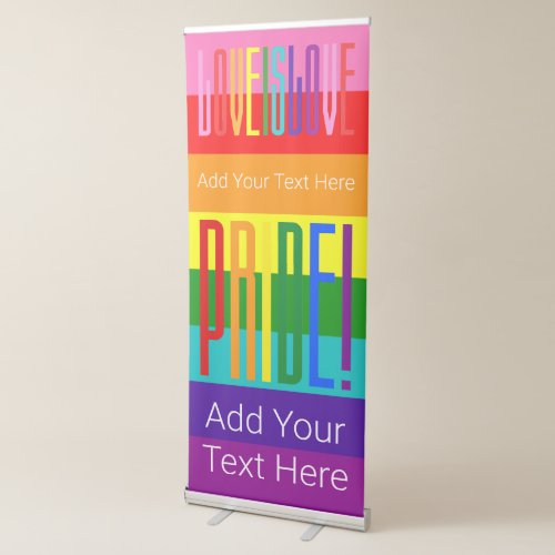 Gay Pride Love is Love LGBTQ Rainbow Flag LGBT Retractable Banner