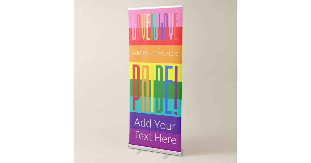 Gay Pride Love is Love LGBTQ Rainbow Flag LGBT Retractable Banner | Zazzle