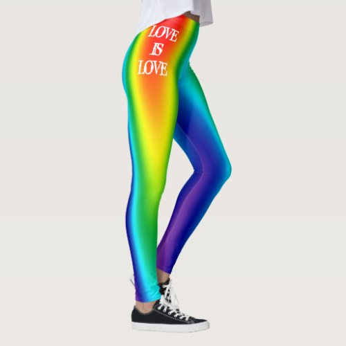 Gay Pride Love is Love Rainbow Personalized Womens Leggings