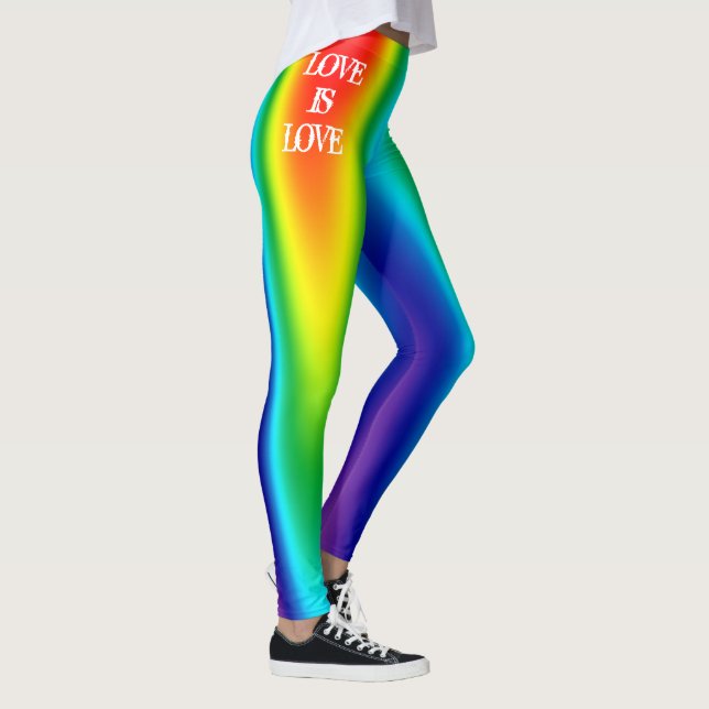 Gay Pride Love is Love Rainbow Personalized Womens Leggings (Right)