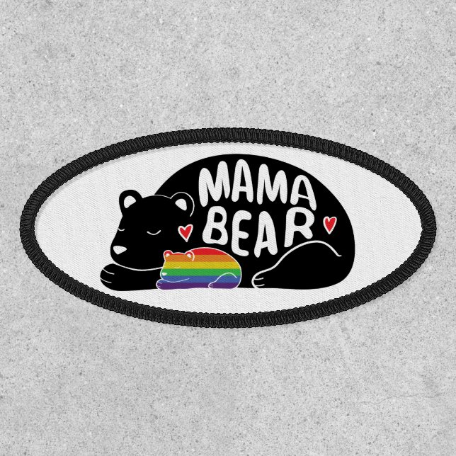 Gay Pride Mama Bear and Baby Bear Patch (Front)