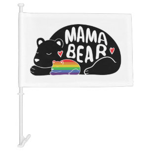 Gay Pride - Mama Bear Gay Baby Bear Car Flag