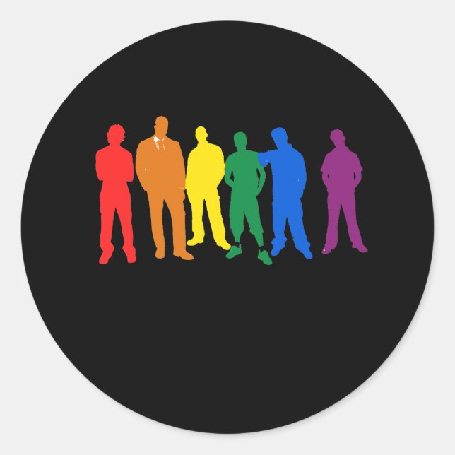 GAY PRIDE MEN CLASSIC ROUND STICKER (Front)