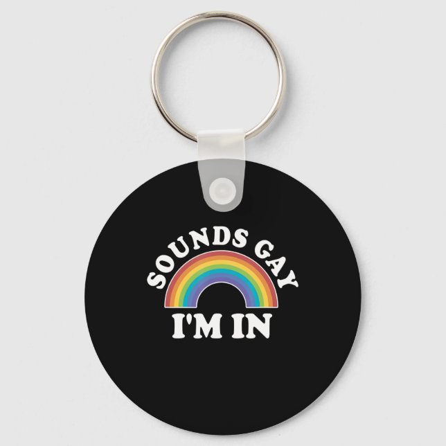 Gay Pride Men Women LGBT Rainbow Sounds Gay Keychain (Front)