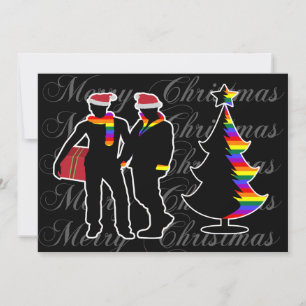 Gay Pride Merry Christmas Gay Boys And Tree Holiday Card