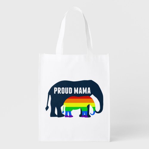 Gay Pride Mom Proud LGBT Mama Elephant Grocery Bag
