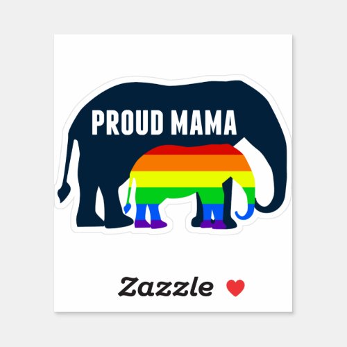 Gay Pride Mom Proud LGBT Mama Elephant Sticker