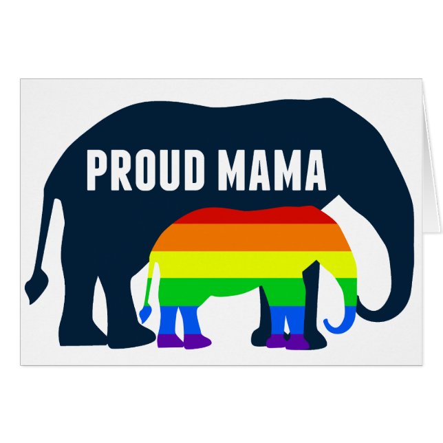 Gay Pride Mom Proud Mama Elephant Rainbow LGBTQ (Front Horizontal)
